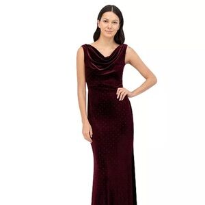 Eliza J embellished cowlneck sleeveless, velvet gown